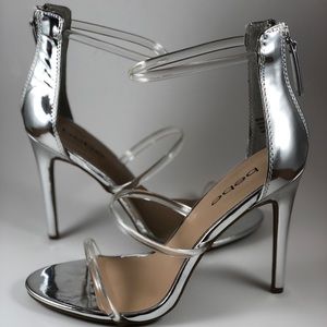 BEBE Berdine Silver/Chrome Stiletto Sandals